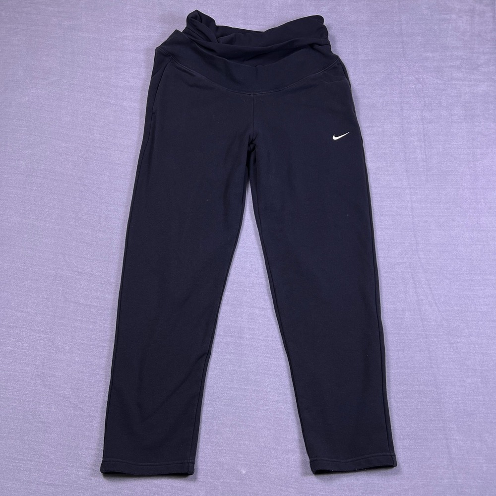 Nike Womens Maternity Yoga Dri-FIT Fleece Mid-Rise Jogger Pants Black Size S